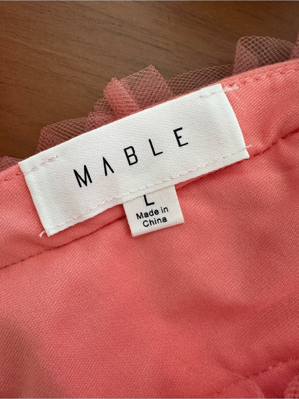Mable Pink Salmon Solid Tulle Layered Ruffle V-Neck Sleeveless Mini Dress Size L - Picture 7 of 9